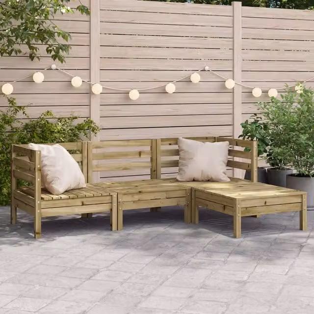 Berkfield Home Rustic Multicolour 3-Seater Garden Sofa with Footstool in Impregnated Pine Wood – 1