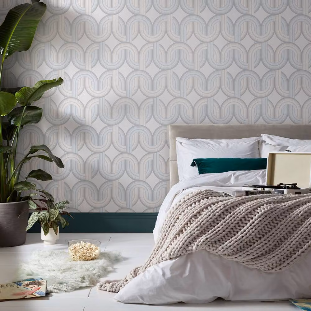 Envy In The Loop Hazy Day Grey Geometric Abstract Mid-Century Wallpaper, Width: 52 cm, Length: 1000 cm – 2
