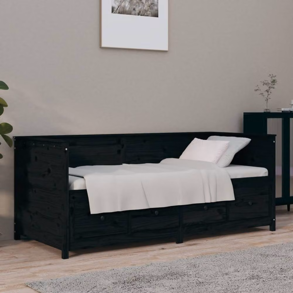 Berkfield Home Beautiful Day Bed in Black Solid Pine Wood – 2