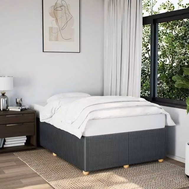 Berkfield Home Upholstered Double Bed Frame in Dark Grey Fabric, 140 x 200 cm – 1