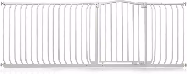 Safetots Extendable Curved Top Safety Gate in Matt White for Doors and Stairs, Width: 207 cm - 216 cm