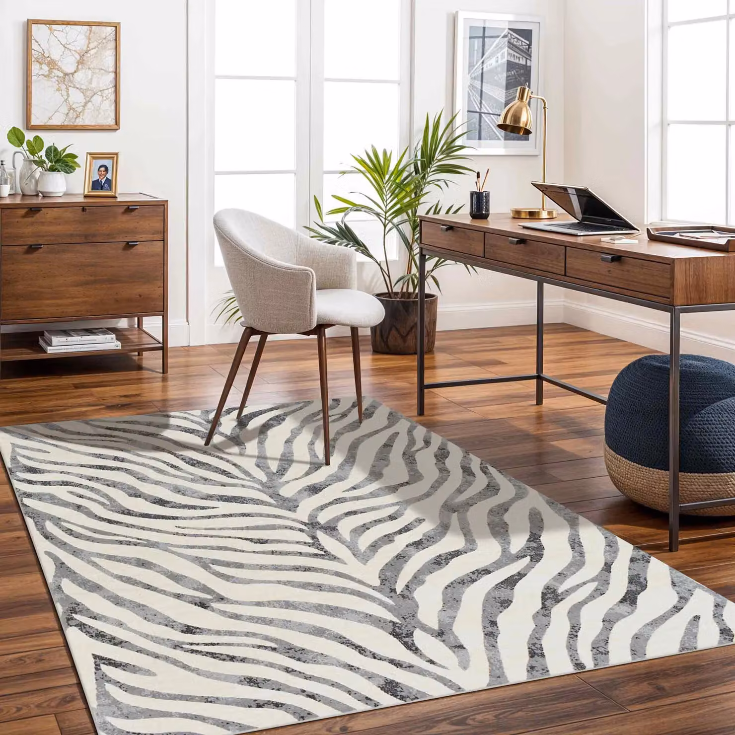 Livabliss City Zebra Animal Print Boho Rug in Grey, Beige and Yellow, W: 160 cm, D: 220 cm – 8