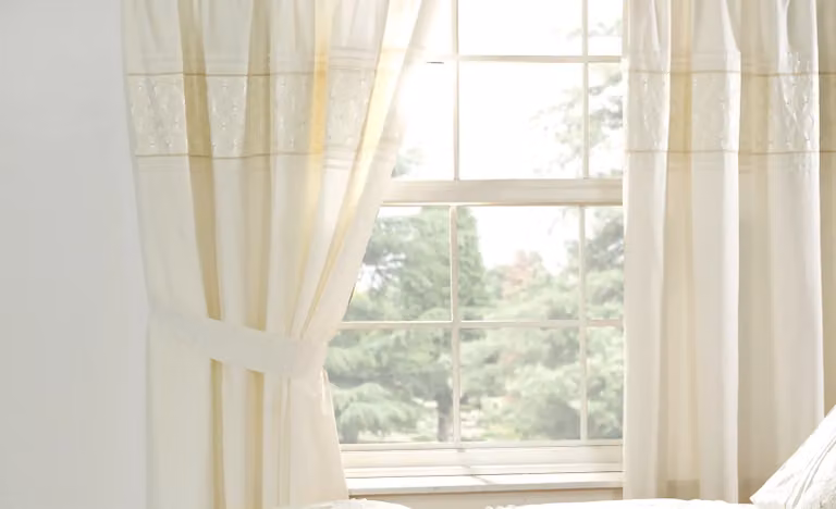 Rapport Home Everdean Semi-Transparent Dotted Fabric Curtains, Pair, White, Width: 167 cm, Drop: 183 cm