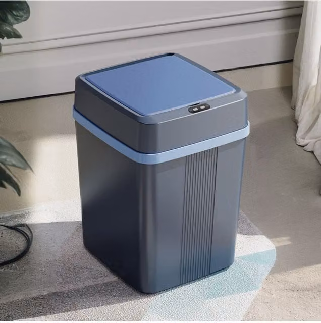 Living and Home 12L Smart Sensor Waterproof Plastic Rubbish Bin in Grey, H 30.5 cm x W 21.5 cm x D 12 cm – 1