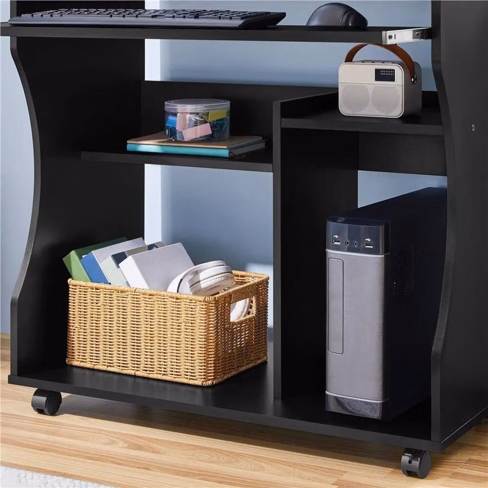 Kelvenix Mobile Computer Desk Workstation in Black – 3