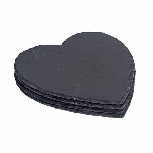 Argon Tableware Heart Slate Placemats, Pack of 4, Black and Grey, 25 cm – 1