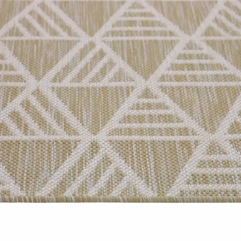 Kukoon Beige Geometric Outdoor Garden and Patio Area Rug W/D/H: 80 x 150 cm