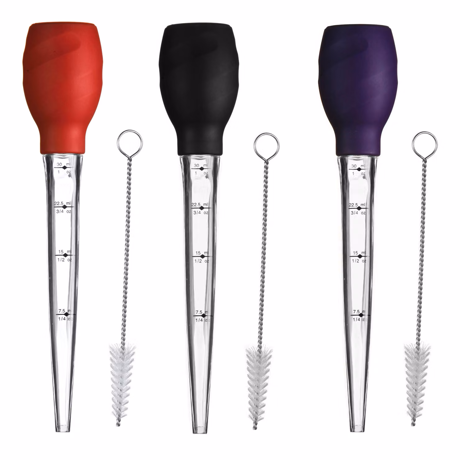 Orsina Purple Silicone Baster with Brush and Transparent Plastic Dropper with ml and oz Measurements – 2