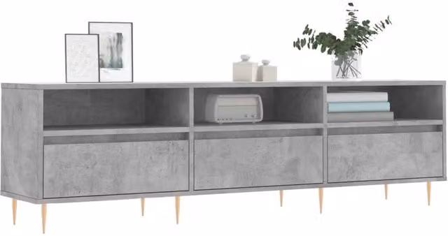 Berkfield Home Industrial TV Cabinet in Concrete Grey, W/D/H: 150 x 30 x 44.5 cm