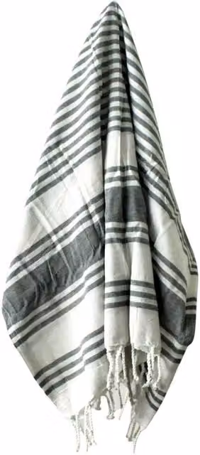 Four Candle Charcoal Hamman Spa Towel, Soft Absorbent Cotton Blend, W: 170 cm, H: 90 cm