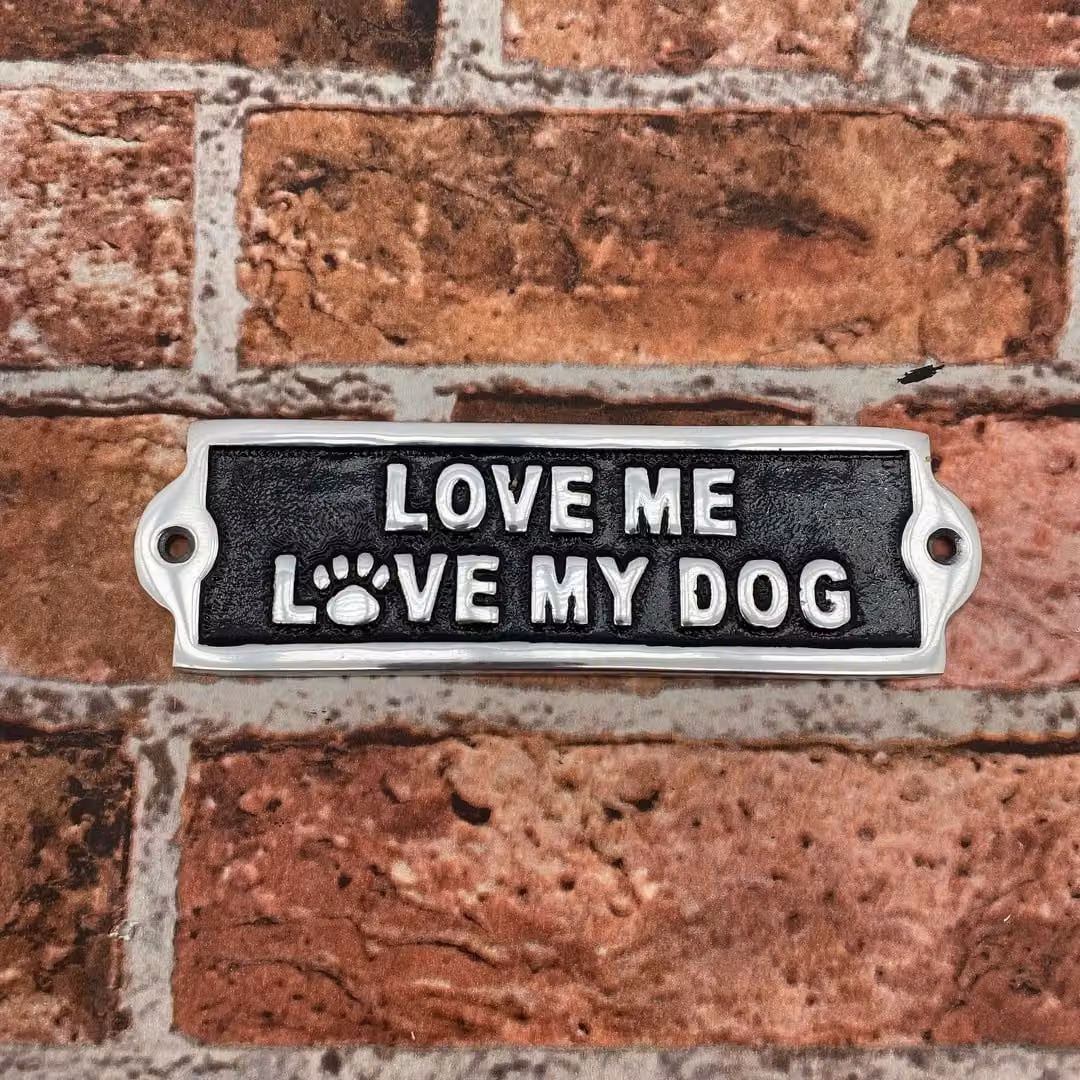 Minster Love Me Love My Dog Black Metal Wall Plaque W/H/D: 20 x 6 x 1 cm – 3
