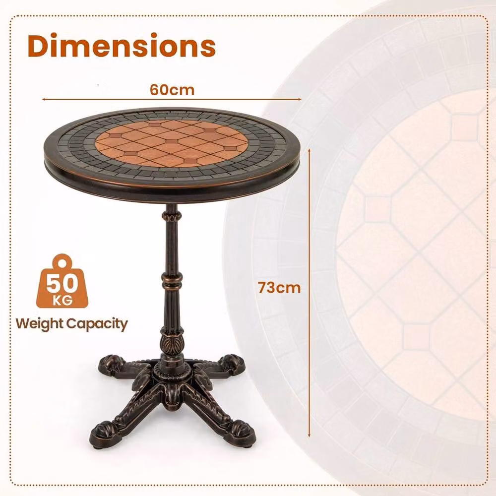 Kelvenix Round Powder Coated Aluminium Garden Dining Table in Brown – 2