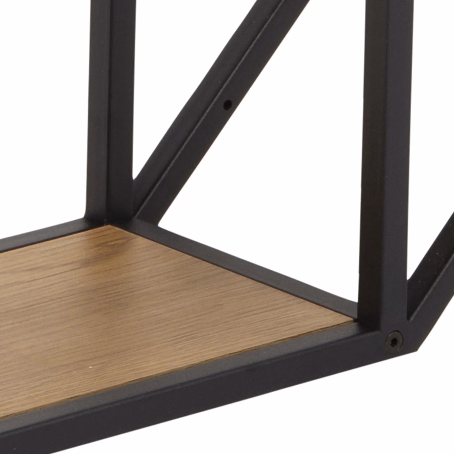 Furniture To Go Seaford Octagonal Wall Mounted Metal and Wood Shelf in Black and Oak – 4