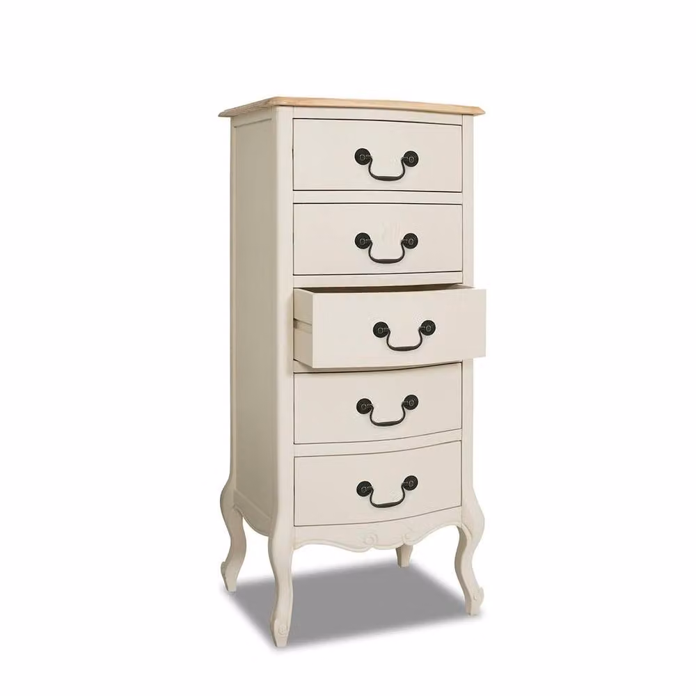 Statement Furniture Juliette Vintage Chic 5 Drawer Tallboy in Ivory White – 4