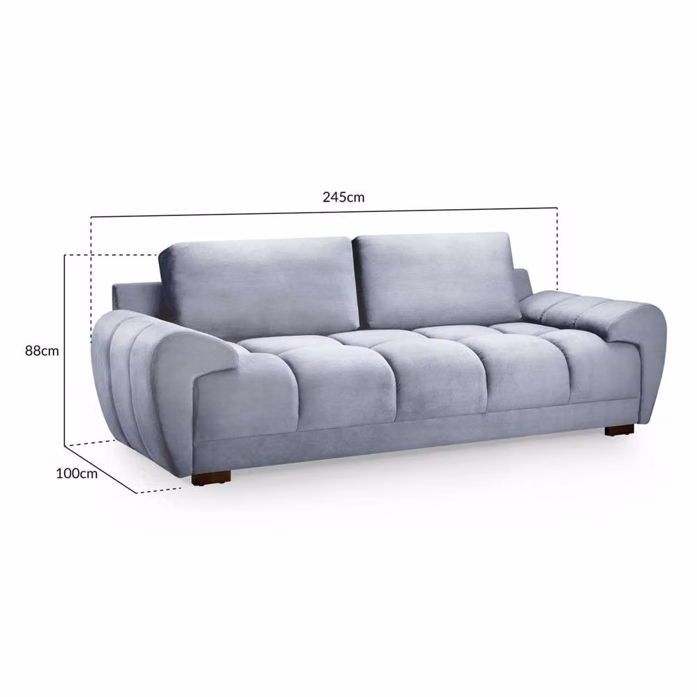 Furnishings For Less UK Zura Grey Fabric 3 and 2 Seater Sofa Suite with Pillow Back and Wooden Legs – 2