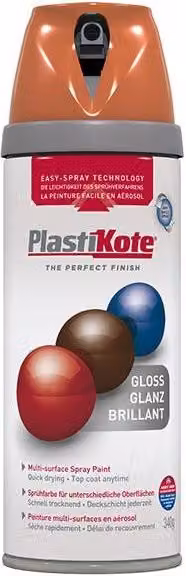 Plastikote Twist & Spray Gloss Orange Opaque Quick Drying Spray Paint 400 ml