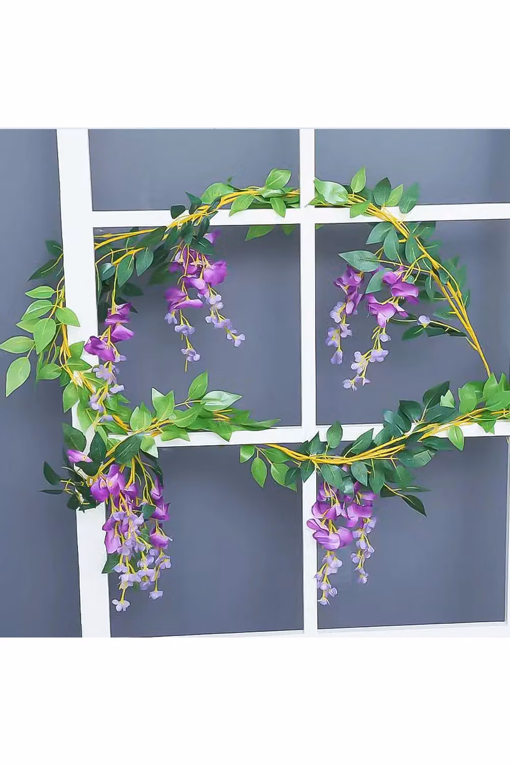 Living and Home 2 Piece Purple Artificial Wisteria Flower Garland Decoration – 2