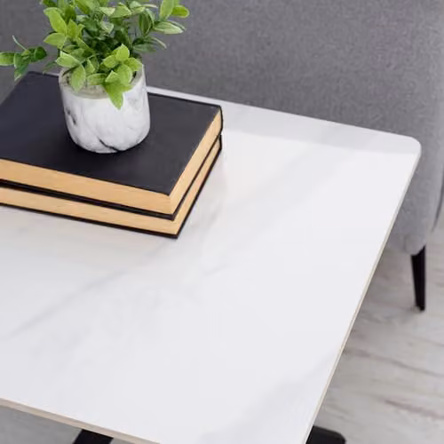 Julian Bowen Bradley Modern Ceramic and Metal Lamp Table in White and Black, W/D/H: 60 x 45 x 110 cm – 3