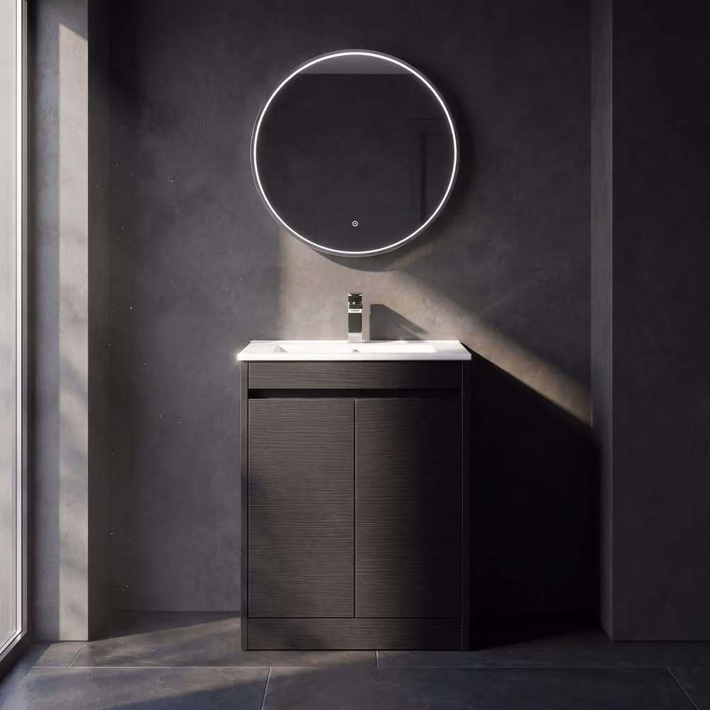 Balterley Modern 2 Door Freestanding Bathroom Vanity Unit with Basin in Matt Graphite Grey, W/D/H: 62 x 39.5 x 83.5 cm – 3