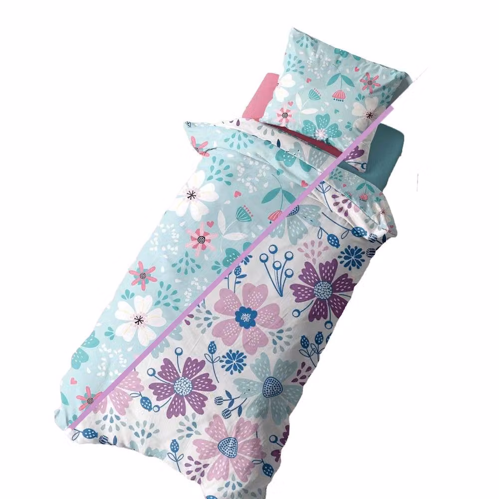 K Collection Reversible Rotary Floral Panelled Cotton Polycotton Duvet Cover, Multicolour, W: 90 cm, L: 200 cm