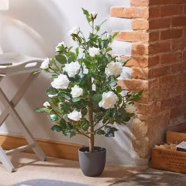 Marco Paul 80cm Artificial White Rose Plant – 1