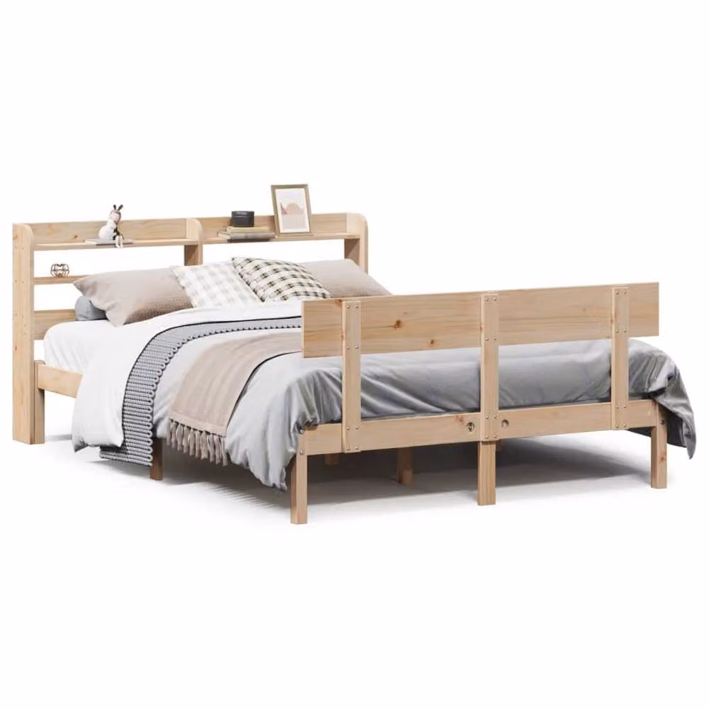 Berkfield Home Beautiful Solid Wood King Size Bed Frame in Natural Pine, W/D/H: 150 x 200 cm – 2