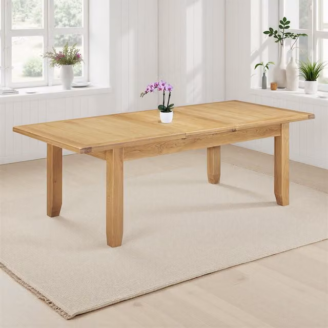 Seconique Scandinavian Style Extendable Rectangular Oak Dining Table in Brown