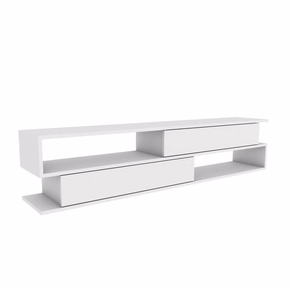 Decorotika Cortez Modern Wood TV Unit in White and Pink – 3