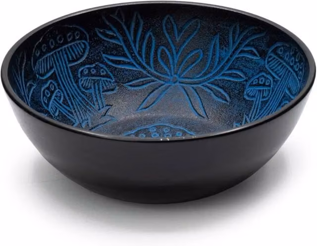 KDMD Magic Mushroom Blue Aluminum Singing Bowl in Black, Diameter: 20 cm