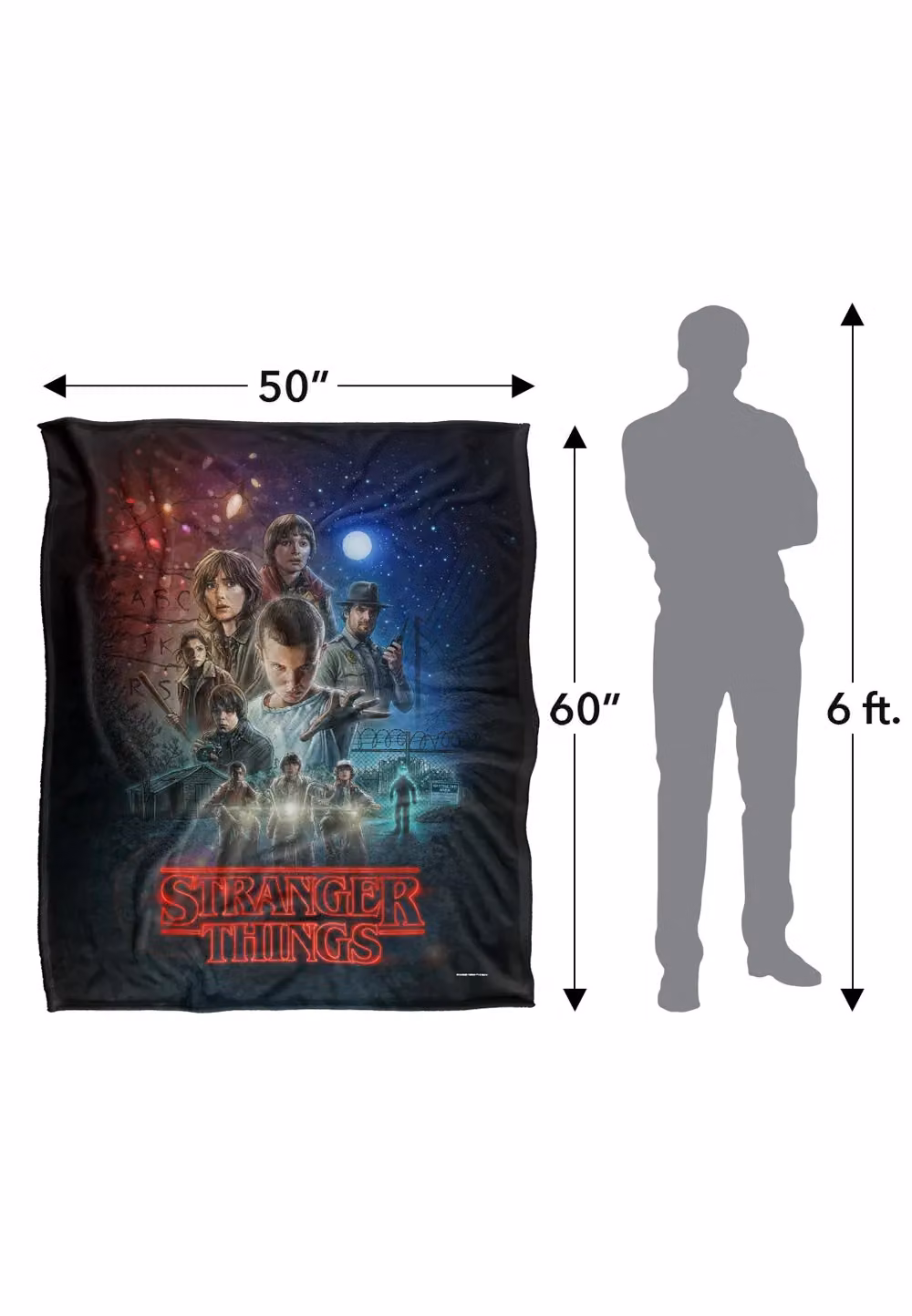Stranger Things Season One Officially Licensed Silky Touch Super Soft Throw Blanket, White, W: 152 cm, D: 127 cm – 4