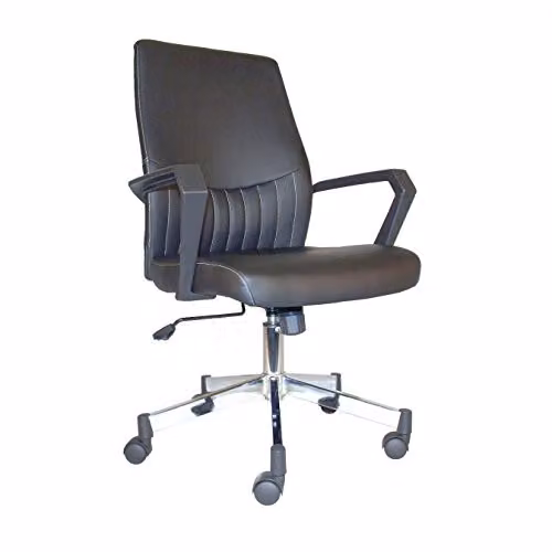 Alphason Brooklyn Black Designer Low Back Task Chair in Black Faux Leather – 1