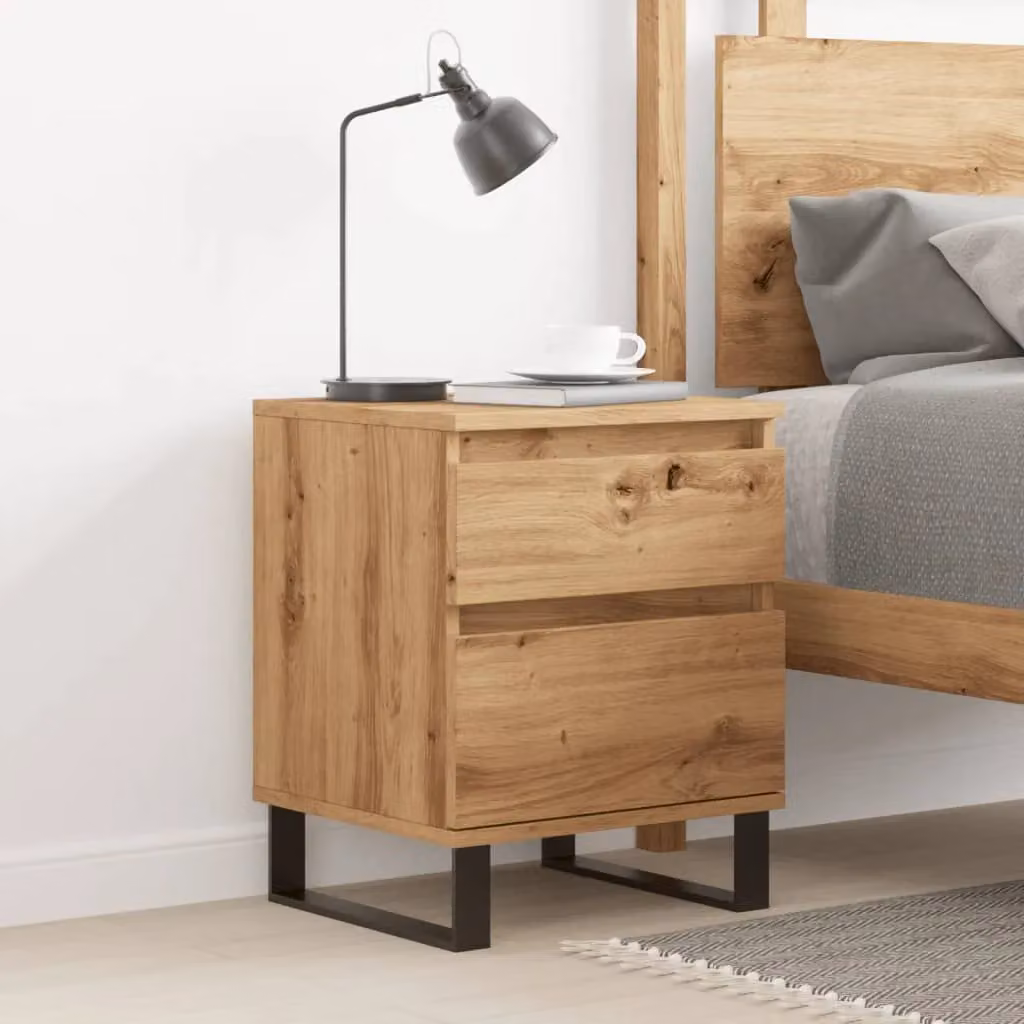 Berkfield Home Artisan Oak Bedside Cabinet in Brown, W: 40 cm, D: 35 cm, H: 50 cm – 2