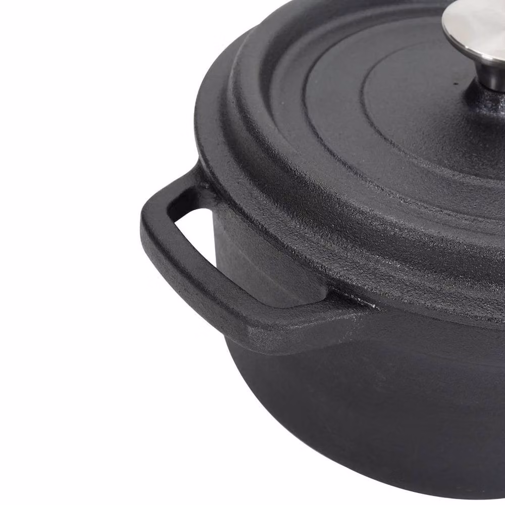 NESTLUNE 3.5L Cast Iron Dutch Oven Casserole Pot in Grey – 3
