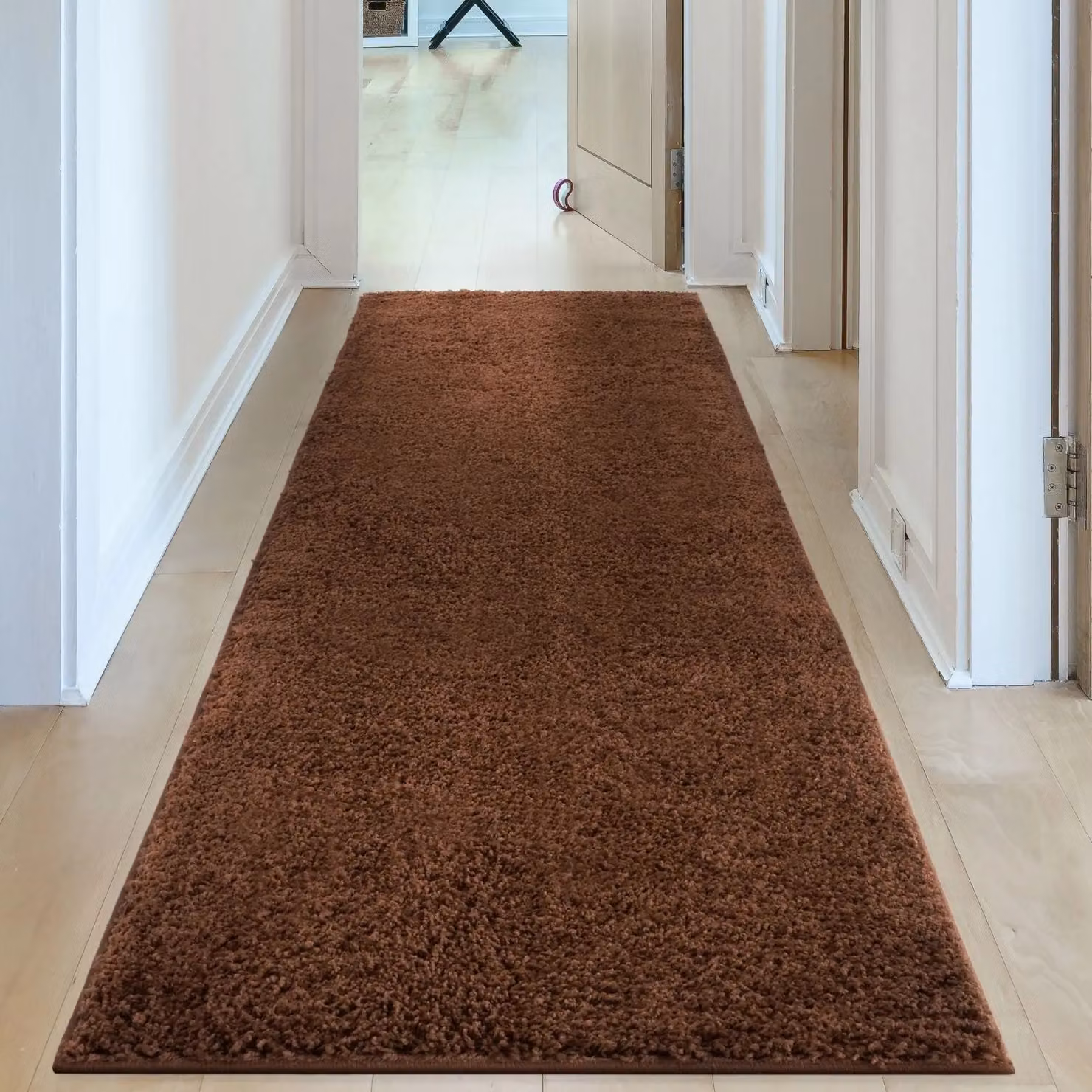 THE RUGS Soft Plain High Pile Shaggy Rug, Brown, W: 60 cm, L: 110 cm – 4