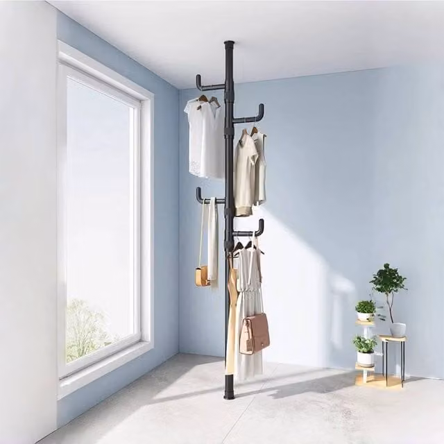 EONLION Black Metal Laundry Pole Clothes Drying Rack, Length: 100 cm