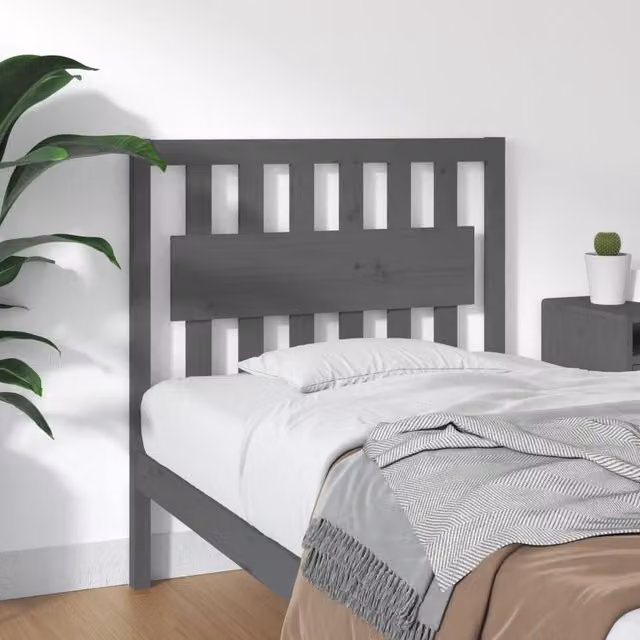 Berkfield Home Grey Rustic Solid Pine Wood Bed Headboard W/D/H: 95.5 x 4 x 100 cm
