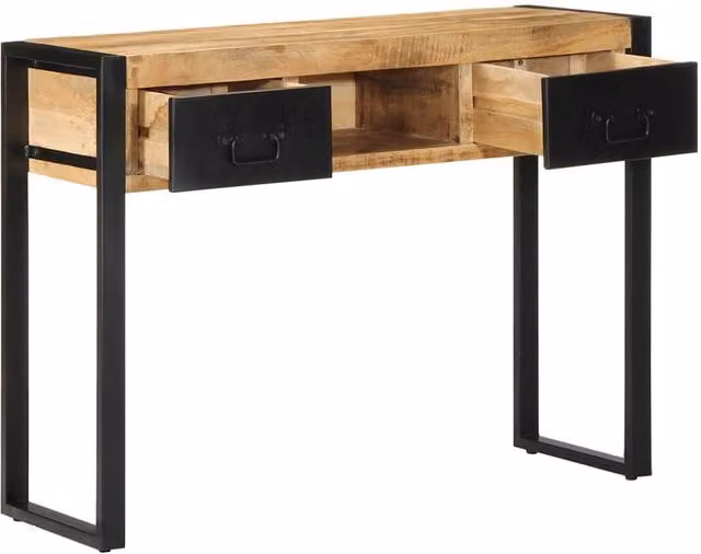 Berkfield Home Beautiful Console Table in Brown Solid Rough Mango Wood, W/D/H: 100 x 35 x 75 cm – 1