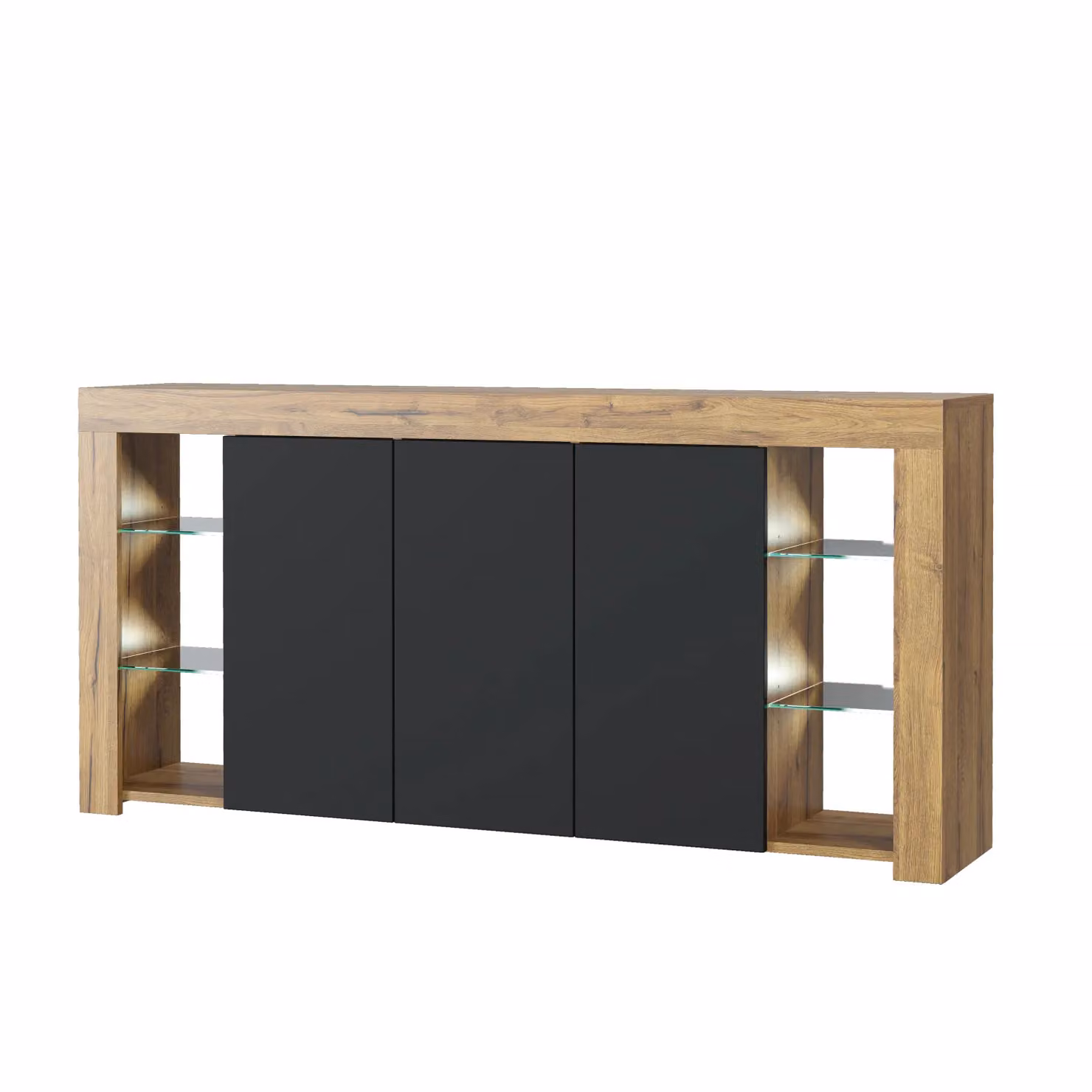 Mex Furniture LTD Modern Brown Sideboard with Matt Doors and Integrated LED Lighting, W: 164 cm, H: 83 cm, D: 35 cm – 2