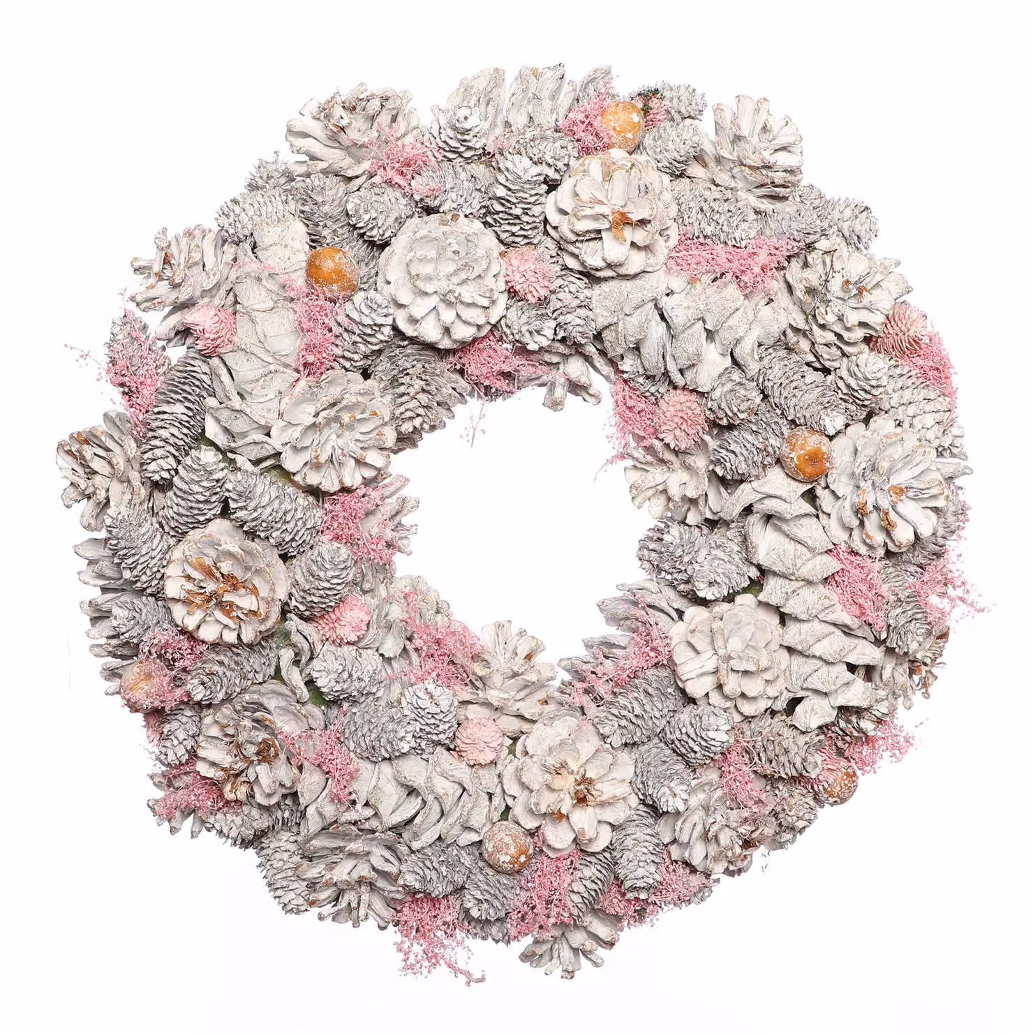 Dibor Amelia Silver and Pink Pinecone Christmas Door Hanging with 1.2m Garland, Height: 39 cm – 2