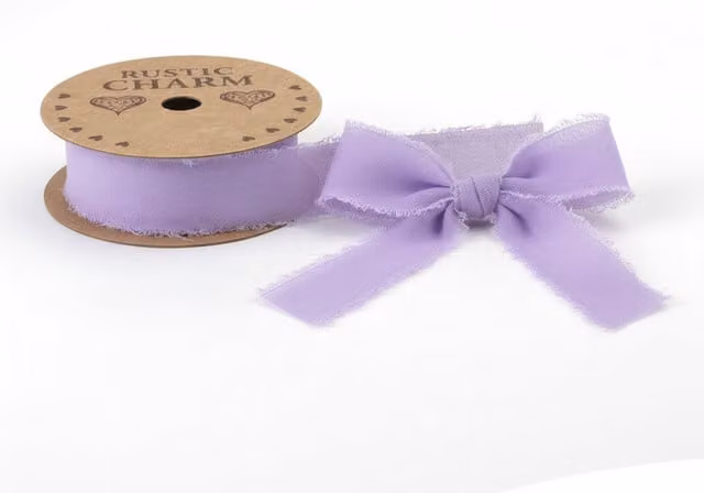 Kingsbury Gifts Purple Chiffon Frayed Edge Ribbon Roll