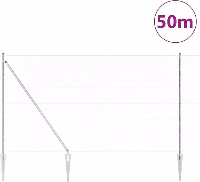 Berkfield Home Hexagon Fence in Silver Galvanised Steel, H: 160 cm, L: 50 m – 1