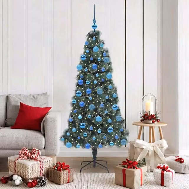 Berkfield Home Pre-lit Artificial Christmas Tree with Ball Set, Green, Height: 180 cm
