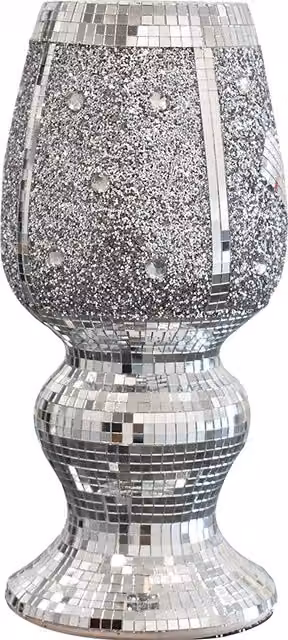 Biznest Silver Ceramic Mirrored Pot Curvy Vase