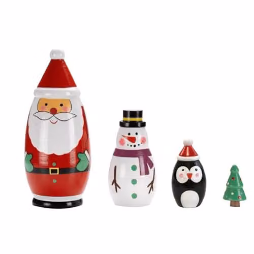 Samuel ALEXANDER Multicolour Hand Painted Wooden Christmas Santa Festive Figurine Set, Height: 16 cm – 2