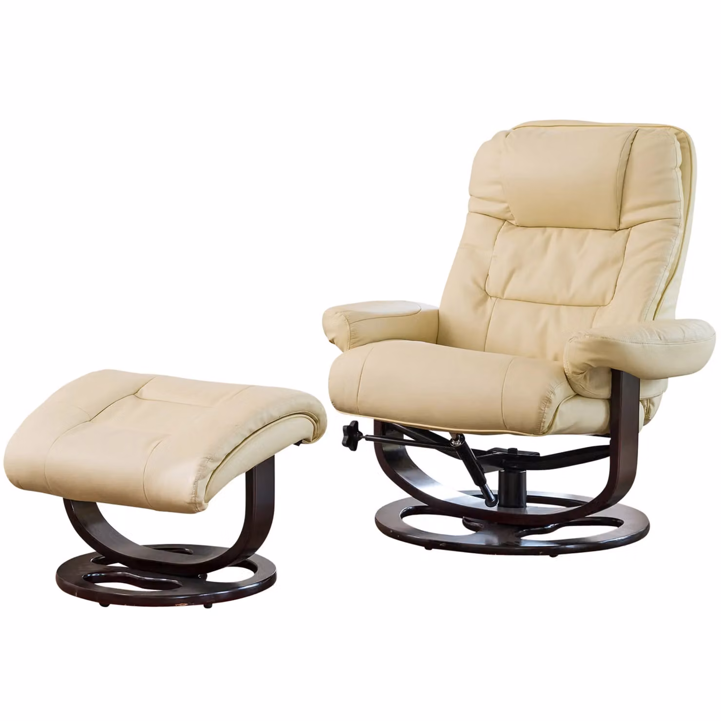 Artemis Home Burdell Swivel Recliner with Massage, Heat and Footstool in Cream Synthetic Leather, Width: 88 cm – 3