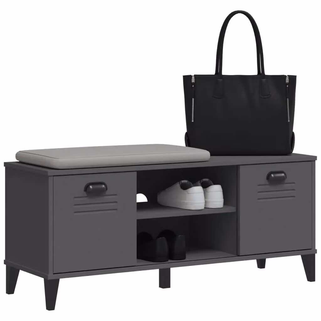 Berkfield Home VIKEN Shoe Bench in Anthracite Grey and Black, W/D/H: 106 x 35 x 45 cm – 3