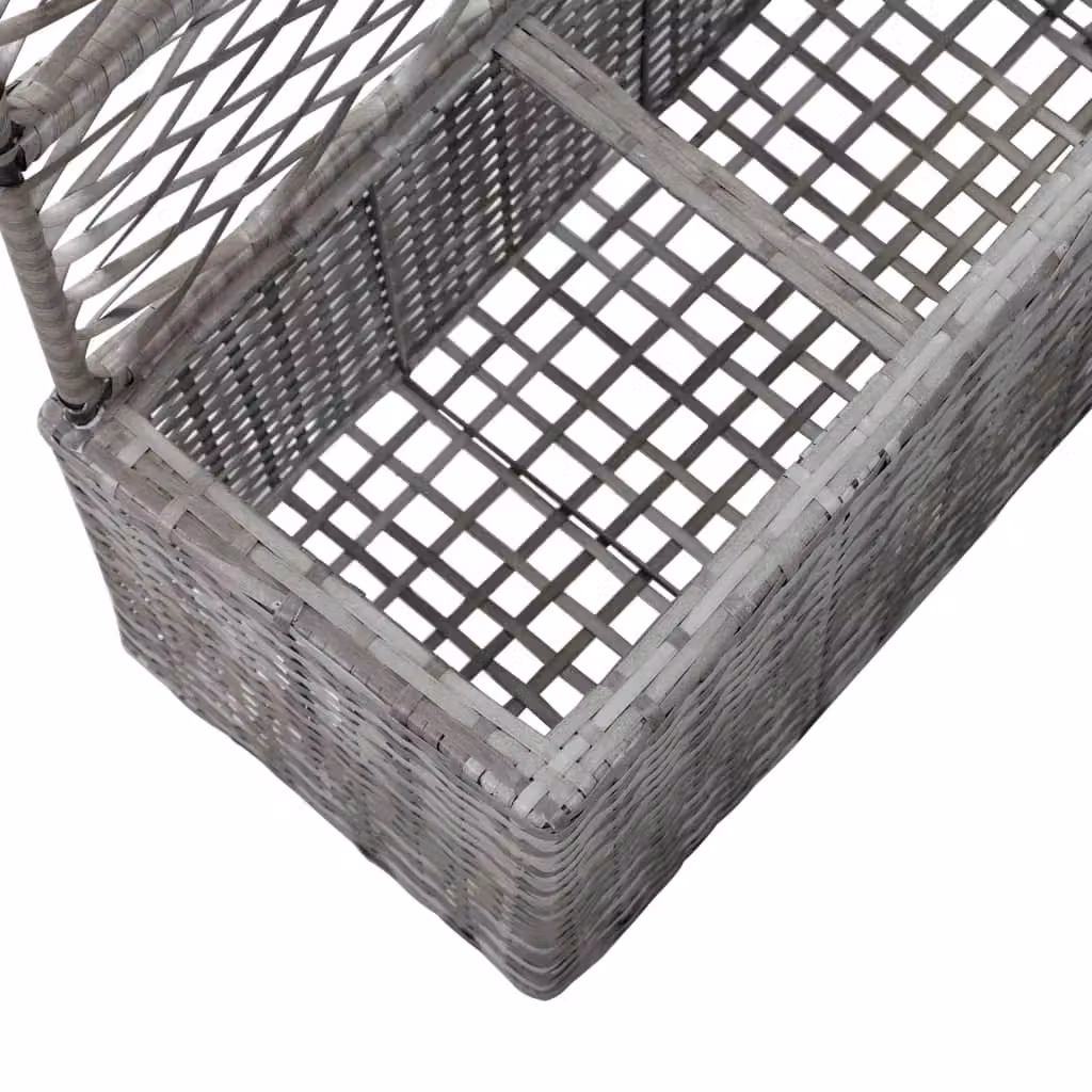 Berkfield Home Trellis Raised Bed with 3 Pots in Grey Poly Rattan, W/D/H: 83 x 30 x 130 cm – 2