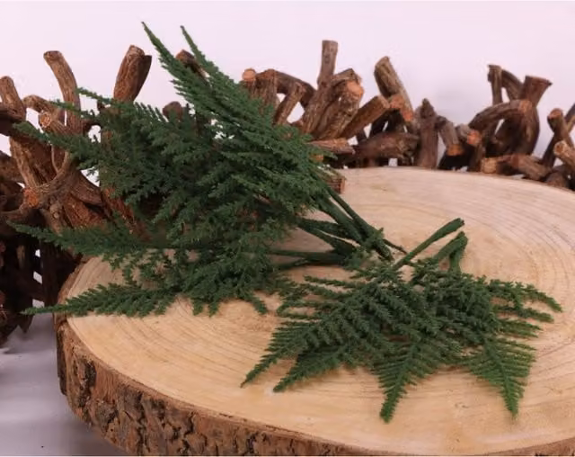 KDMD Pack of 3 Green Plastic and Textile Fern Leaves for Floral Wedding Decor