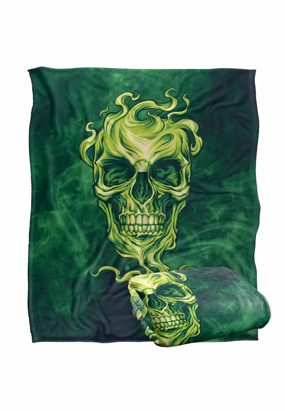 JQ Licensing Ba-Jp Glowing Green Skull Super Soft Fleece Throw Blanket in White, W: 152 cm, D: 127 cm – 6