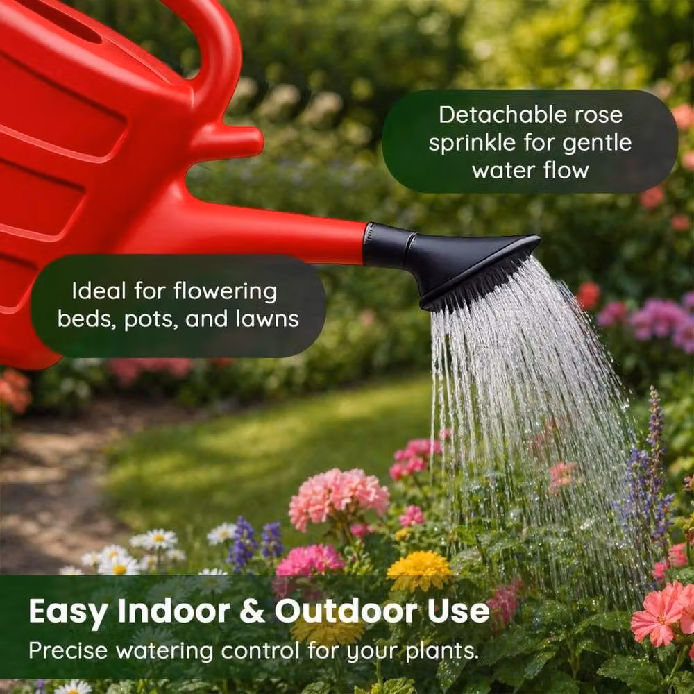 MANTRARAJ 2-Pack Plastic Watering Cans with Detachable Rose Head and Long Spout, 7 l, Red – 3